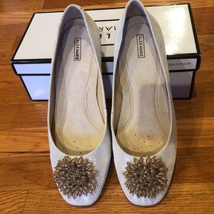 New with Box Alex Marie Women's Meghann Beaded Flats Genuine Leather Iridescent